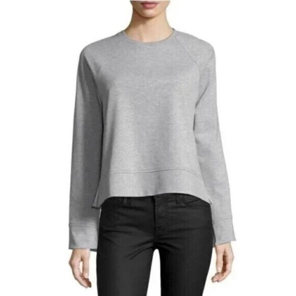 Theory Gray Ranzini Melange Knit Crew Neck Boxy Long Sleeve Sweatshirt Size M - Picture 1 of 7